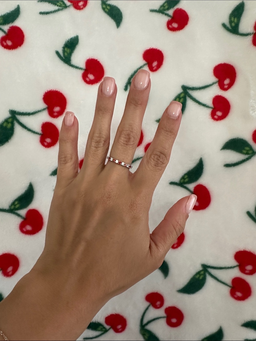 Garnet Crystal Eternity Ring with White Gold Plates Band - Women's Jewelry